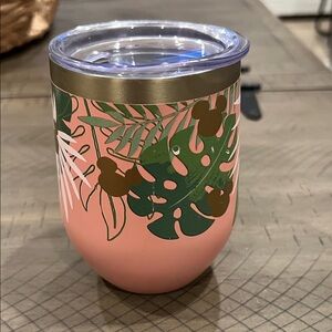 Disney Aulani Tropical Pink and Green Insulated Tumbler. GUC.